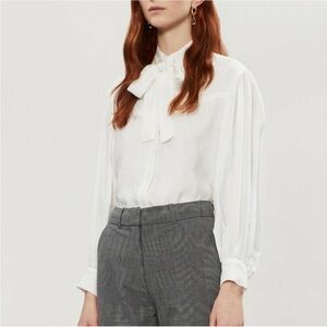 Sandro Paris removable bow Jacquard print blouse